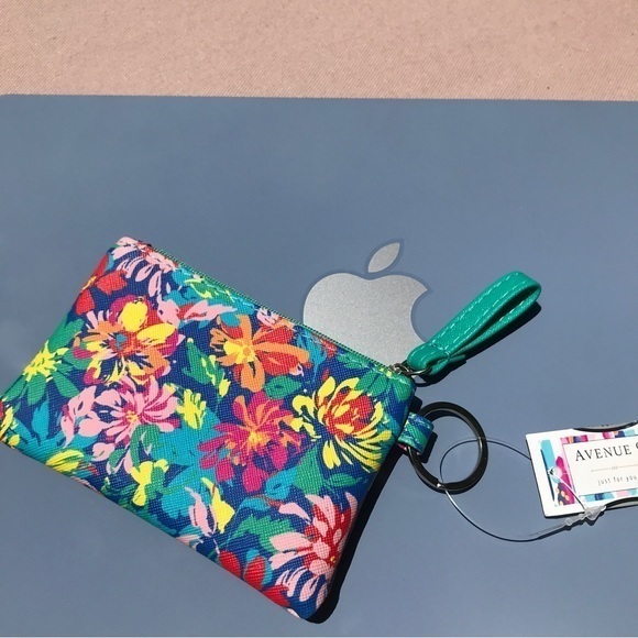 NWT Vibrant Floral Zip ID Card Case Key Ring Holder Water Repellent - Picture 4 of 5